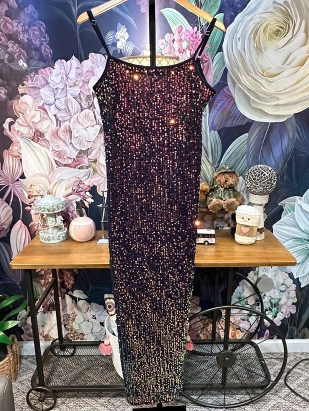 Wild Fable M Sequin Sparkly Maxi Dress Disco Glam Statement Party Elegant Y2K